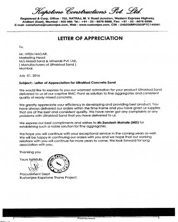 appreciation letter